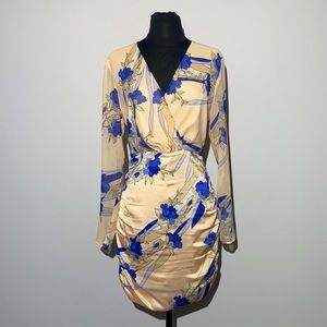 Marciano Floral Print Dress w/ Sheer Arms Size M